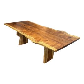 Contemporary Acacia Live Edge Trestle Dining Table
