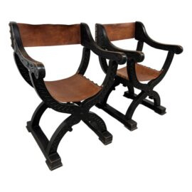 Renaissance-Style Savonarola Chairs, Pair