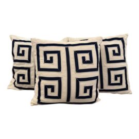 NEW Barclay Butera for Eastern Accents Greek Key Throw Pillows, Set of Three. Original Price: $650