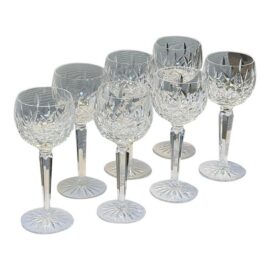 Waterford Lismore Crystal White Wine Glasses, Set of Seven. Estimated Price: $770