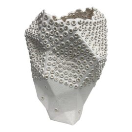 Anthem White Textured Ceramic Sculptural Vase. Original Price: $450