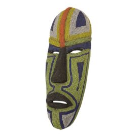 Handcrafted African Glass Beaded Carved Wood Mask
