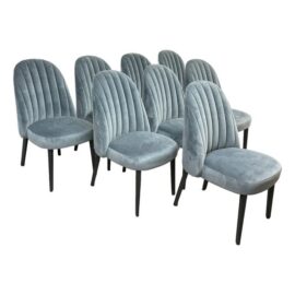 NEW Arhaus Arco Channel Back Banks Velvet Dining Chairs, Set of Eight. Original Price: $8,960