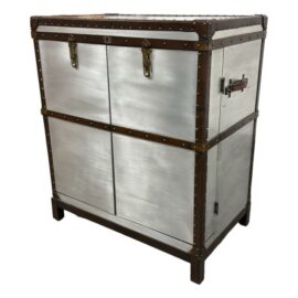 Timothy Oulton for Restoration Hardware Richards’ Style Aluminum Steamer Trunk Bar Cabinet