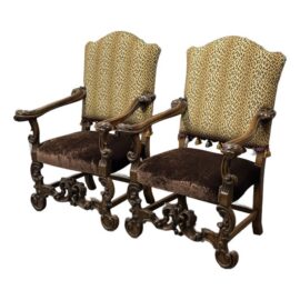 Provasi Bespoke Baroque Carved Wood Armchairs, Pair. Original Price: $14,000