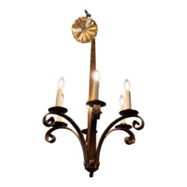Paul Ferrante Antique Dutch Metal Leaf Iris Chandelier. Original Price: $7,560