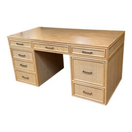 Bielecky Brothers Rattan Desk With Filing Drawers. Original Price: $25,000