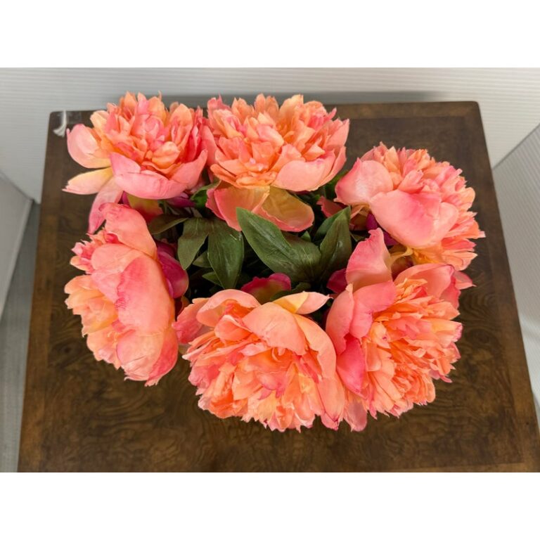 Windward Home Luxury Faux Peonies in a Block Vase. Estimated Price ...