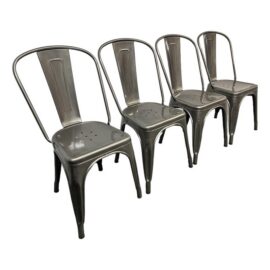 Xavier Pauchard for Tolix Galvanized Steel a-Chairs, Set of Four. Original Price: $1,000