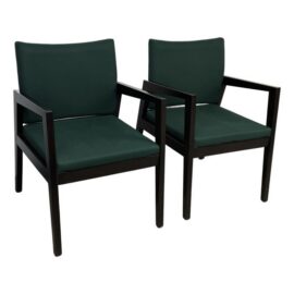 OFS Brands Contemporary Green Upholstered Wood Armchairs, a Pair