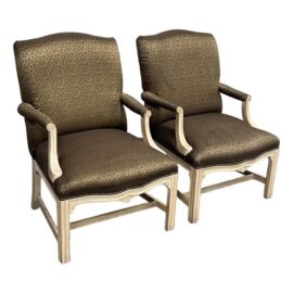 Schnadig Fine Furniture French Provincial Carved Armchairs, Pair