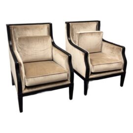 Belmar Fine Custom Upholstery Bespoke Lounge Armchairs, Pair. Estimated Price: $8,000