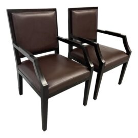 Christian Liaigre Fauteuils Neoclassical Arm Chairs, Pair